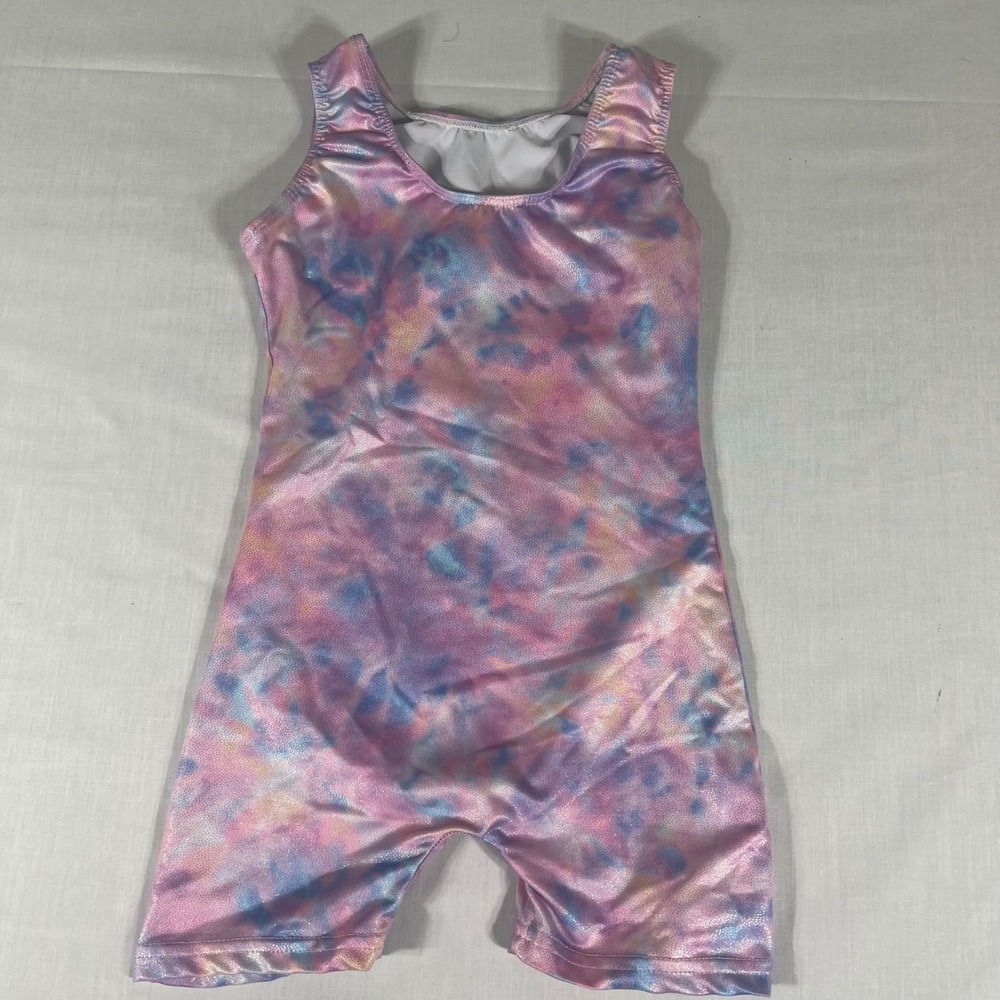 Unbranded Biketard Gymnastics Dancewear Tie Dye Pink Blue Girls Size Small